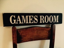 Games Room Sign Plaque Vintage