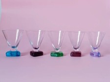 Circle Ware Set Of 5 Coloured Shaped Glasses vintage barware retro bar shots