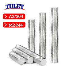 M2 M2.5 M3 M4 A2 STAINLESS STEEL THREADED ROD FULL THREAD STUDDING BAR