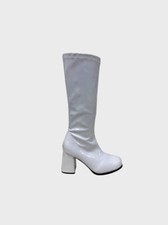 White 1960s Go Go GoGo Ladies Mens Retro Boots Womens Knee High Boots 60s 70s