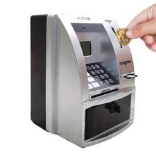 Mini ATM Code Key Lock Piggy Bank Coins Cash Saving Money Box Kid Electronic Toy