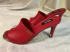 DKNY Red Leather Open Toe
