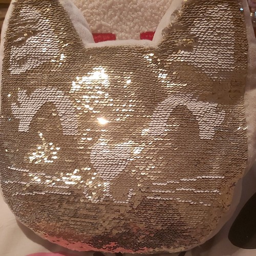 Sequin cat cushion - sequin, decorative