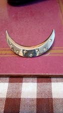 Crescent Moon Broach Silver Played Star Shaped Embellishments