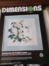 1988 Dimensions Crewel Embroidery Kit Hummingbird And Morning Glories
