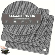 4-Pack Silicone Trivet Mat Set – Heat Resistant Non-Slip Pads for Kitchen Use UK