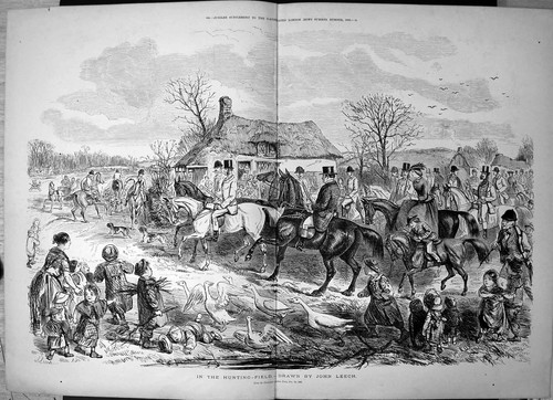 Antique old print - print, hunting
