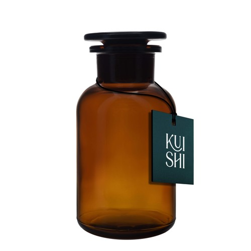 Amber glass apothecary jars - glass,