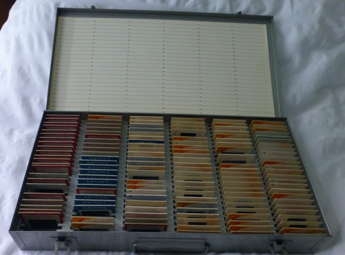 Vintage metal 35mm slide box - vintage,