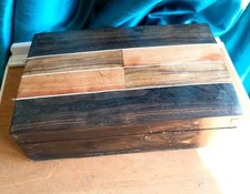 Handmade Wooden Jewellery Box Inlaid Multi Grain Wood Large Dark Light Keepsakes