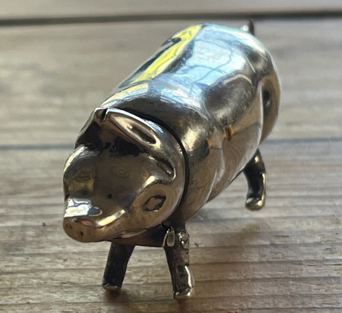 Sterling silver pig vesta case - sterling,