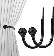 Curtain Holdbacks Black, 2Pcs