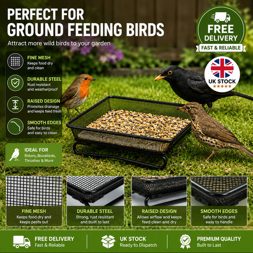 Square ground bird feeder tray - square,