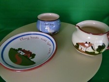 dartmouth pottery torquay ware x jug, pot and plate