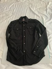 Men’s  Long Sleeved Shirt with Embroidered Black Logo on the front 