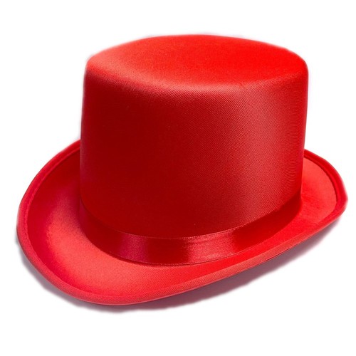 Red satin top hat - satin, dress