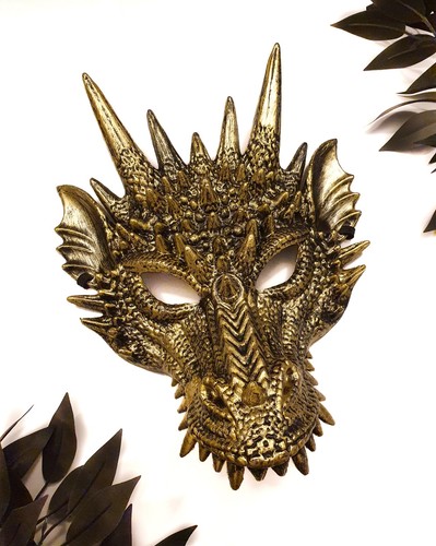 Gold dragon mask halloween - gold,