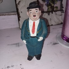  Unique Oliver Hardy Terracotta / Clay Figure Laurel & Hardy Hand Painted 5”