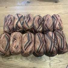 Crelando 75% virgin wool brown beige grey selfpattern double knit Yarn 1200g