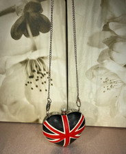 Butler & Wilson BLACK Union Jack Heart Shaped Clutch Bag / Cross-Body - Used