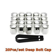 20X Silver Wheel Nut Cover Deep Bolt Cap fit for VAUXHALL ASTRA CORSA COMBO 17mm