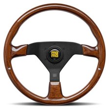 Genuine Momo Heritage Monte Carlo Wood Rim 350mm steering wheel. Black spokes.