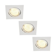 Litecraft Recessed Downlights Tiltable GU10 Spotlights White - 3 Pack Clearance 
