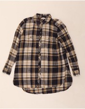 FAT FACE Womens Longline Flannel Shirt UK 14 Medium  Multicoloured Check EB23