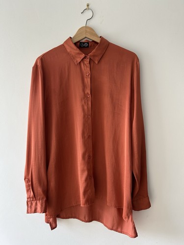 Burnt orange satin shirt - shirt, cheap