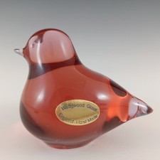 MARKED Wedgwood Pink Glass Fledgling Sculpture RSW429