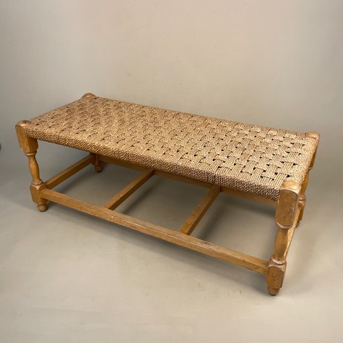 Wooden footstool woven - wooden,