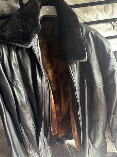 Leather jacket men - jacket, fur