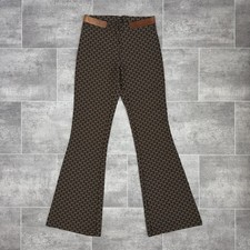Brown Monogram Flares 70s Y2K Patterned Trousers High Waist Retro Pants