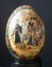 Hand Painted “Royal Satsuma” Decorative Egg with Stand – Vintage Japanese/Orient