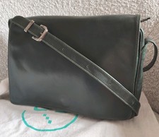 Classic dark green Italian leather 4 pocket shoulder bag 25x 18 cm VGC ~ ENNY