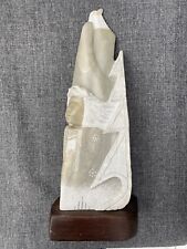Navajo Artist Alabaster Sculpture Native American Indian With Eagle Signed