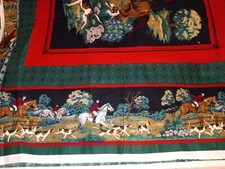 FOX HUNT HORSE EQUESTRIAN THEME FABRIC (2 PIECES)