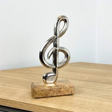 Ornament for Living Room Music Note on Wood Sculpture Statue Rustic Home Decor