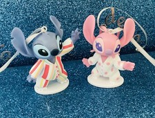 DISNEY SET OF  2 SMALL STITCH AND ANGEL CHRISTMAS TREE DECORATIONS