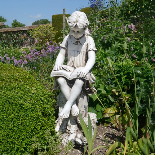 Reading girl 89cm stone resin - girl,