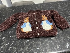 Little Boys Peter Rabbit Cardigan Size 18 - 24 Mths New Hand Made In Chenille
