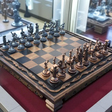 Antique Roman Empire Chess Set – 100% Handcrafted Wooden Vintage Board,...