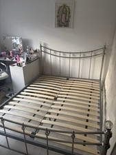 King Size Chrome Metal Bed Frame With Diamond Corners - Great Conditions