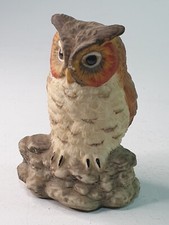 Leonardo Collection Porcelain Owl Figurine - Vintage Brown & White - 8cm Tall