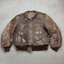 Leather Flying Jacket Adult Small Brown Aviator Bomber Military Flight USA Men*