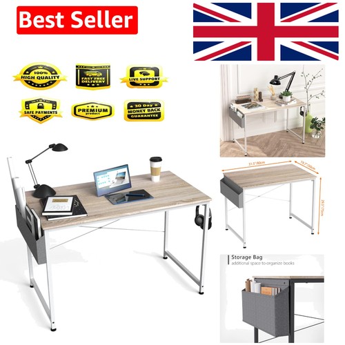 Modern white oak computer desk - white,