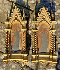 C19th Antique Oil Board Italian School Style Angelsfra Angelico Gilt Frame Art