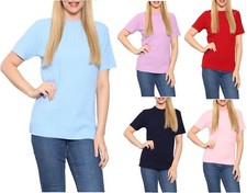 Women's Knitted Short Sleeve Top Sweater Ladies Crew Neck Short Sleeve Jumper