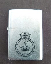 HMS Invincible 1980's Zippo Lighter Brushed Steel, Royal Navy. Great Condition.
