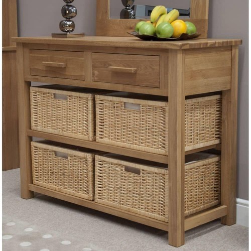 Solid oak basket - basket, table